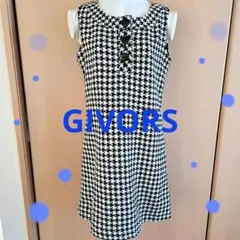 GIVORS❇370❇美品♥ノースリーブひざ丈ワンピース チェック柄