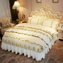 ワイドダブル ベッド用品4点セット ．寝具 枕カバー掛け布団カバー ベッドパッド