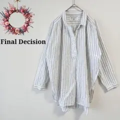 ファイナルディシジョン◇ロングシャツ ストライプ スキッパー 開襟 ゆったり Fのサムネイル