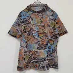 ジャンニロジュディチェ 半袖 シアートップス シースルー S 夏 総柄 幾何学