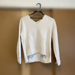 Opaque Clip アイボリー Vネック長袖カットソー