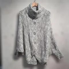one way タートルネックカーディガン グレー系