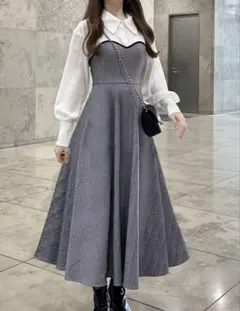 シャツドッキングフレアワンピース Sサイズ