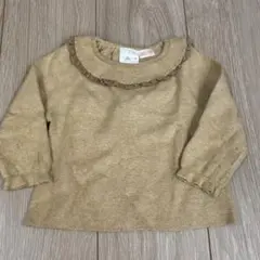 ZARA ザラベビー　74センチ　ベージュ フリル付き襟 トップス　ニット　毛玉