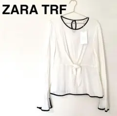 【新品タグ付】ZARA TRF バイカラー パイピングブラウス 白 Mのサムネイル