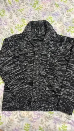 ブラックグレー ニットカーディガン M