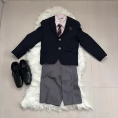 美品 スーツ 130 フォーマル 6点セット 発表会 入学式 結婚式 革靴付