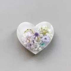 837可憐な♡レジンヘアゴム ハート ピンクスターチス入り白