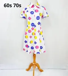 ユーロビンテージ 花柄 フラワープリント 膝丈 半袖 ワンピース S177