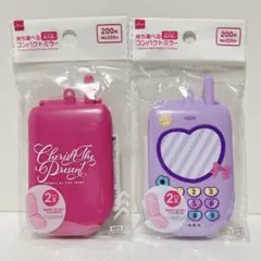 持ち運べる コンパクトミラー 拡大鏡付 ピンク パープル 2点セット 平成レトロのサムネイル