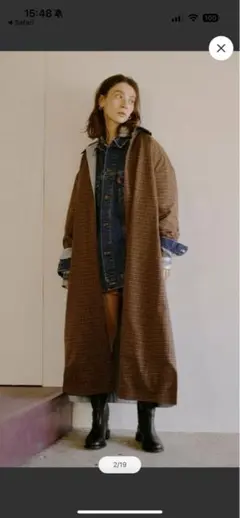 桃*様 Ungrid アングリッド　リバーシブルチェックロングコート