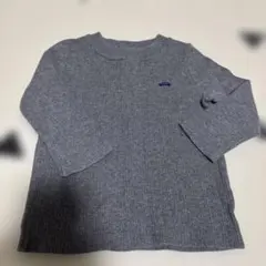 グレー リブ編み Tシャツ 車刺繍