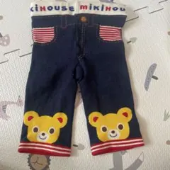 ミキハウス クマ刺繍パンツ 70-80cm ネイビー