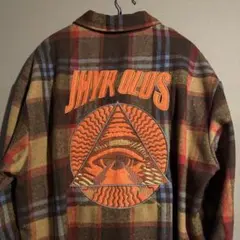 BIGシルエット 刺繍フランネルチェックシャツ カバーオール3XL