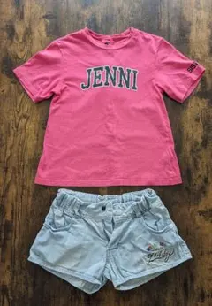 子供服２点セットJENNIETシャツ130ZIDDYショートデニム140