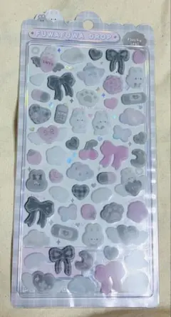 ふわふわドロップシール　ボンボンドロップシール　ウサギ