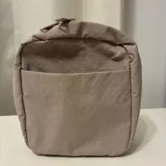 無印良品　リンクルナイロン　大きく開くスクエアポーチ　ピンク