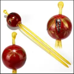 本鼈甲　漆塗り 螺鈿　かんざし 髪飾り 玉簪 アンティーク