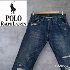 【匿名配送】 ポロラルフローレン ダメージ加工デニム ブルー ストレート 春服