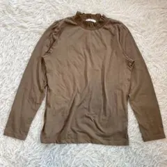 【サマンサモスモスブルー】 長袖カットソー M ブラウン フリル襟 綿混