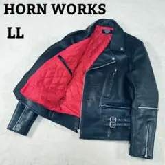 【美品☆XL】HORN WORKS　ホーンワークス　ダブルライダースジャケット