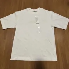 ユニクロ エアリズムコットンオーバーサイズTシャツ/5分袖 00White S
