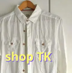 THE SHOP TK 麻100% フレンチ・リネンシャツ ホワイト 7部袖のサムネイル