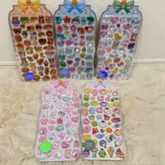 熊 ゆうれい いちご 海の生き物　子犬ボンボンドロップシール 5点セット