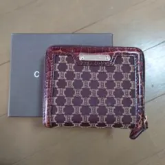 セリーヌ 二つ折り財布 ヴィンテージ マカダム柄 ダークブラウン