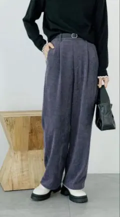 サマンサモスモスブルー　カットコールテーパードパンツ