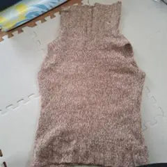 イマージュ　ベージュ タートルネック ニットベスト　Lサイズ