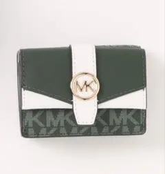 MK マイケルコース　三つ折り財布 グリーンホワイト