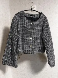 ツイード ノーカラージャケット