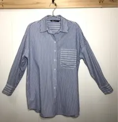 ZARA ザラ　ストライプ柄 長袖シャツ ポケット付き　チュニック　M