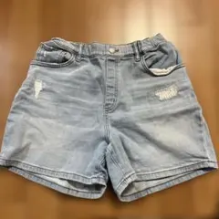 UNIQLO KIDS ライトブルー ダメージ加工 ショートパンツ