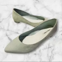 【ほぼ新品】オデットエオディール スエードパンプス 22cm ミント 日本製