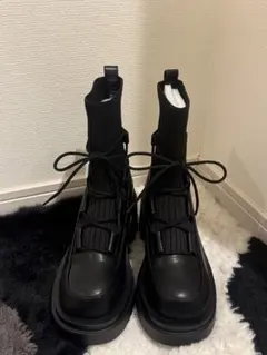 オリエンタルトラフィック ニットドッキングレースアップブーツ ブラック M