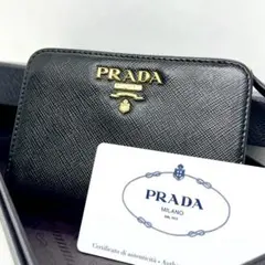 ◆現行/ギャラ付◆PRADA 二つ折り財布 サフィアーノ メタルロゴ L字ジップ