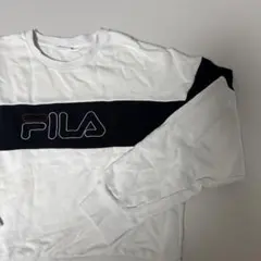 FILA クルーネック トレーナー ホワイト/ネイビー