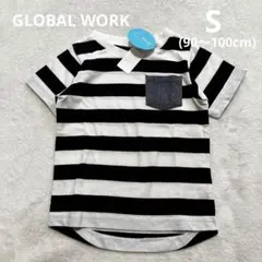 タグ付き　GLOBAL WORK　Tシャツ　S(90〜100cm)　ボーダーのサムネイル