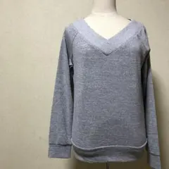VENCE EXCHANGE グレー デザインVネック Mサイズ　レディース長袖