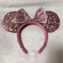 ミニー　カチューシャ ピンク スパンコール