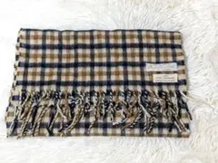 アクアスキュータム　ガンクラブ　チェック　カシミヤ　マフラー　ベージュ　ブラウン