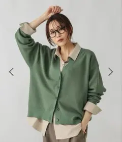 スウェットライクVネックカーディガン