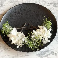 ドライフラワー髪飾り　ヘッドパーツ　前撮り　成人式　結婚式　浴衣ホワイトグリーン