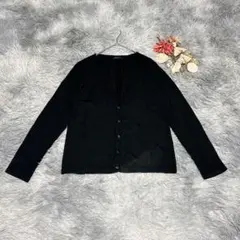 コムサイズム（L）長袖 カーディガン ハイゲージニット Vネック 上品 ウール混