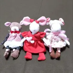 ちりめん動物小物　クマのお月見　ネズミのバレンタイン　ヒツジの花遊び　3体セット
