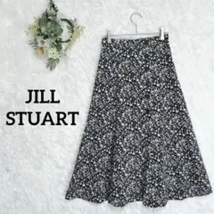 【ジルスチュアート】花柄　フレアスカート　アシンメトリーボタン　エレガント　上品