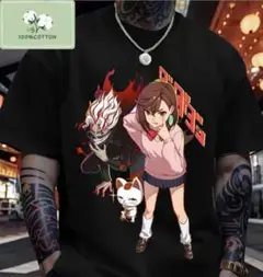 Tシャツ　Lサイズ　M　黒　ブラック　ダンダダン　モモ　オカルン　ターボババア