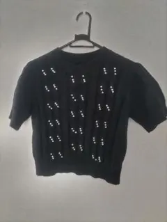 ☆パール付き 半袖ニット☆M